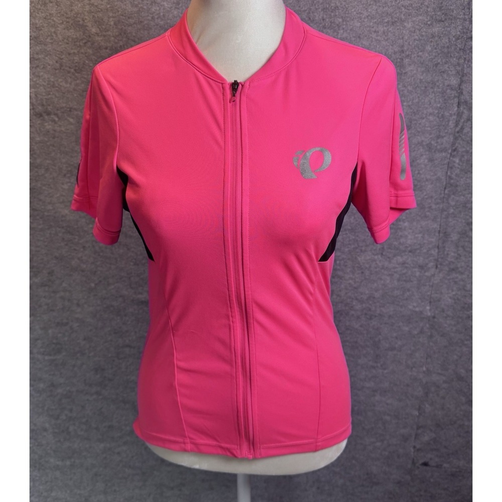 Pearl Izumi Cycling Jersey Womens Medium Pink Full Zip Short Sleeve 3 Pockets